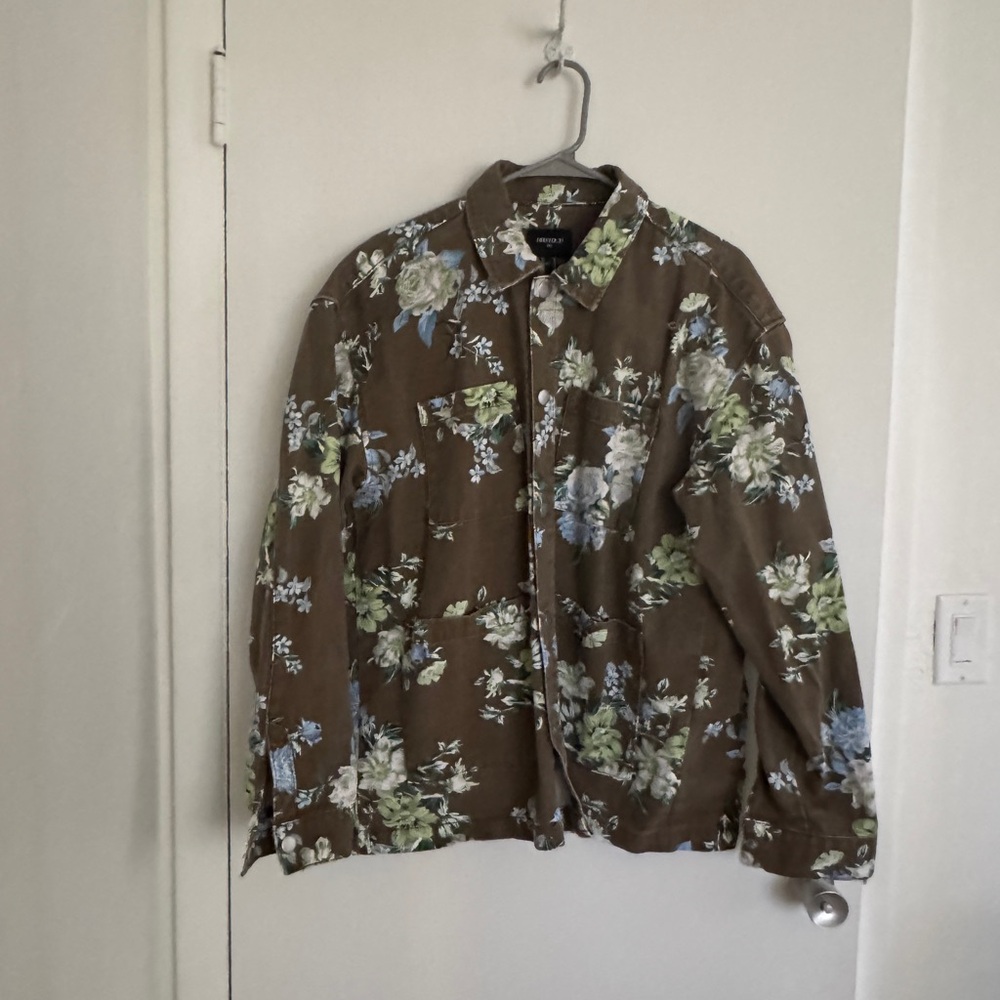 Forever 21 Brown and Green Lightweight Shirt Jacket